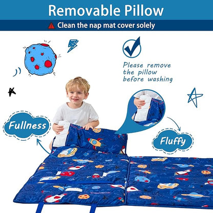 Toddler Nap Mat with Pillow and Blanket, Extra Large Rolled Napping Mats - Image 5