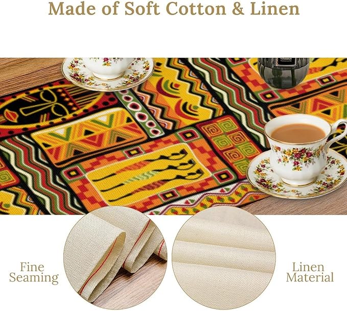 African Totems Table Runner, African American Kwanzaa Black History Month - Image 6