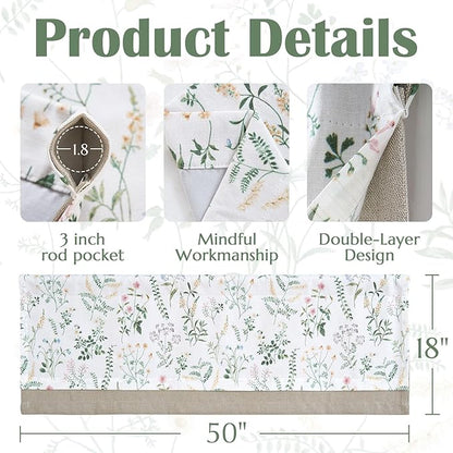 JINCHAN Linen Double Layer Valance Curtain - Image 5