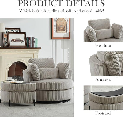 Aoiy & Wifon 42.2" W 0versized Swivel Barrel Chair - Image 4