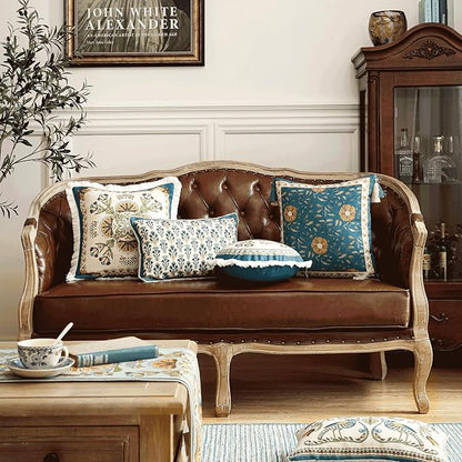 patdrea Designer Rectangle Throw Pillow Covers Set of 2, Rustic Vintage Blue - Image 3