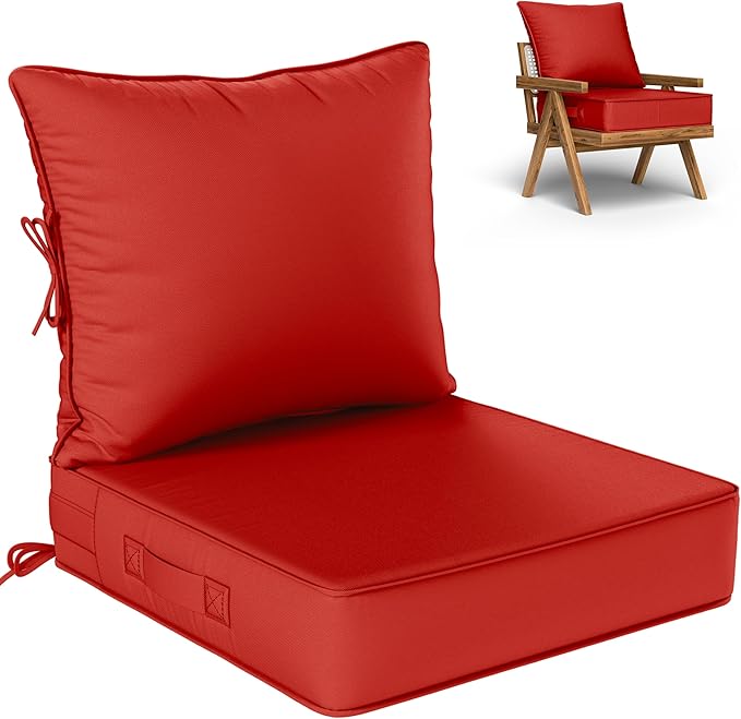Outdoor Seat Cushion Set 24 L × 24 W × 5 H Inch Waterproof & Fade Resistant by VisitheKimunukStore