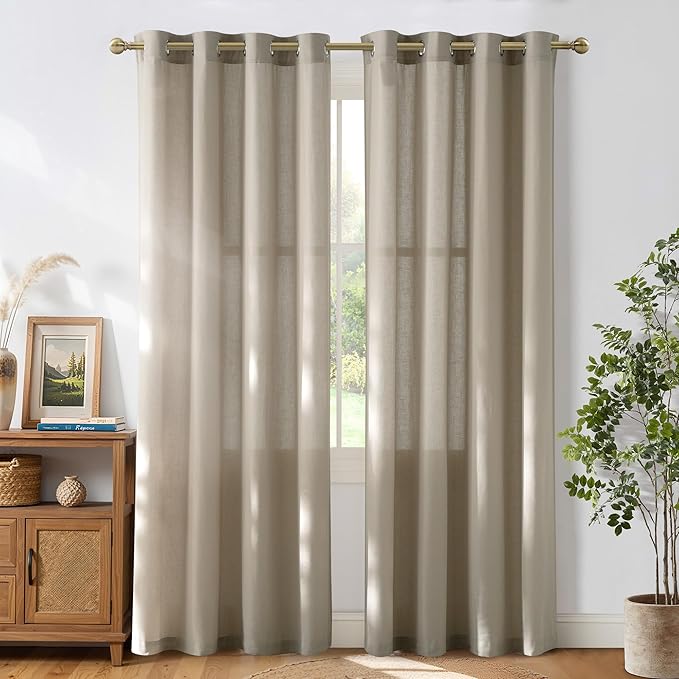 NICETOWN Cocoa Cream Linen Curtains by NICETOWN