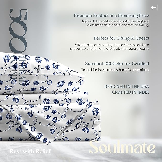 Mayfair Linen 100% Cotton Printed Bed Sheets Twin Size Set - Image 8