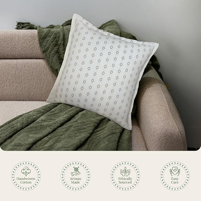 SanVia Serenity Premium Cotton Throw Pillow Covers, 20 x 20 Inches, Luxurious - Image 4
