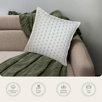 SanVia Serenity Premium Cotton Throw Pillow Covers, 20 x 20 Inches, Luxurious - Image 4