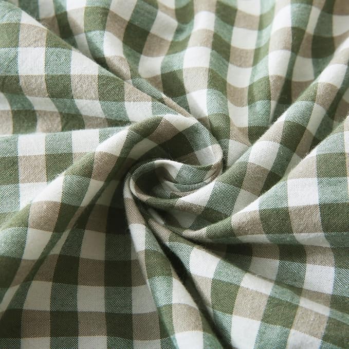 Sage Green Plaid Ruffle Decorative Throw Pillow Covers - Image 3