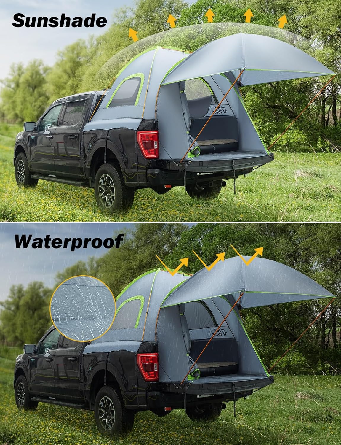 joytutus pickup truck tent 5.5ft bed tent with shown in use