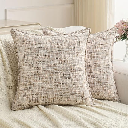 FUTEI Beige Brown Decorative Throw Pillow Covers 26x26 Inch Set of 2, Soft by FUTEI