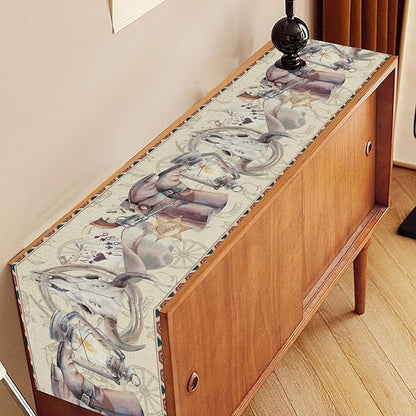 Western Cowboy Table Runner, Watercolor Rustic Country American Wild West - Image 3