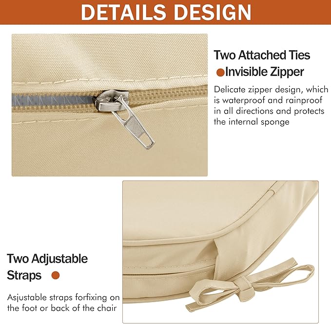 Outdoor Chair Cushions Set of 4 Waterproof Patio Chair Cushions - Image 8