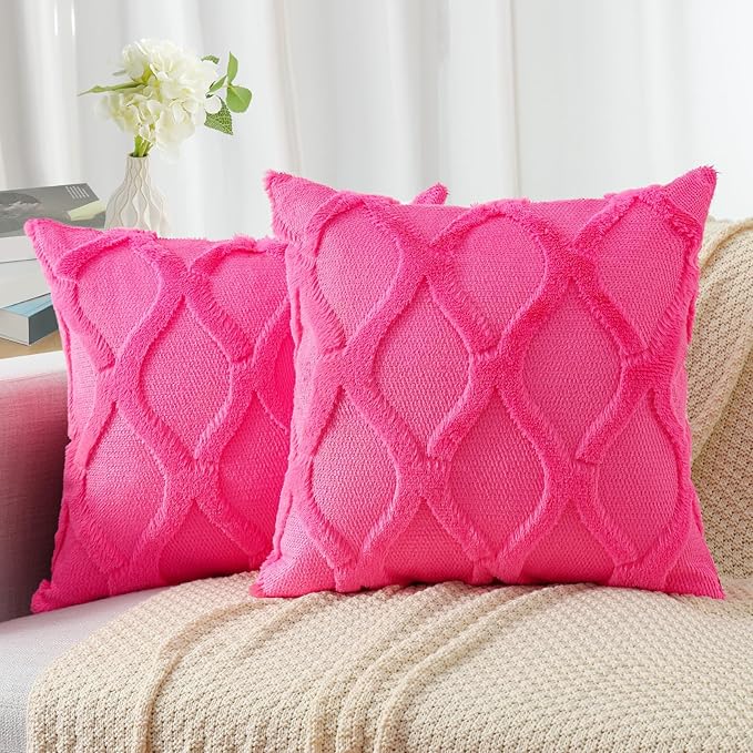 decorUhome Throw Pillow Covers 26x26 Inch Set of 2, Soft Plush Faux Fur Wool by decorUhome