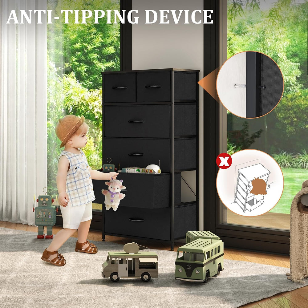 Tall Dresser for Bedroom, Fabric Storage Tower with 6 Drawers