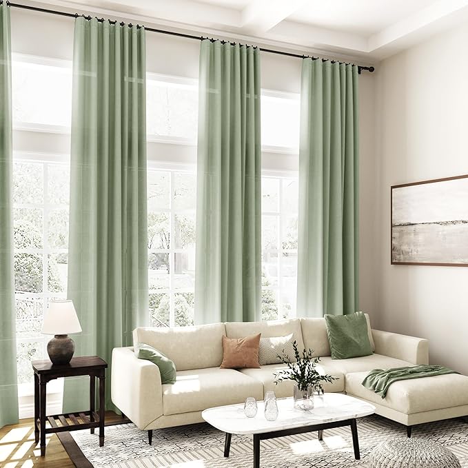 Nanspring Light Sage Linen Curtains 84 Inch Length 2 Panels Set - Image 7