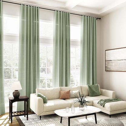 Nanspring Light Sage Linen Curtains 84 Inch Length 2 Panels Set - Image 7