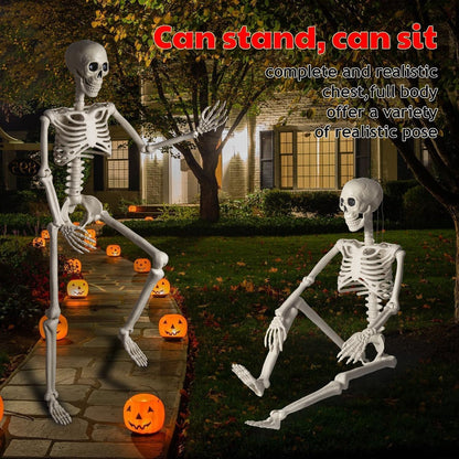4Pack 36 Inches Pose-N-Stay Halloween Skeleton Life Size Full Body Posable Movable Jonints for Halloween Decoration Decor
