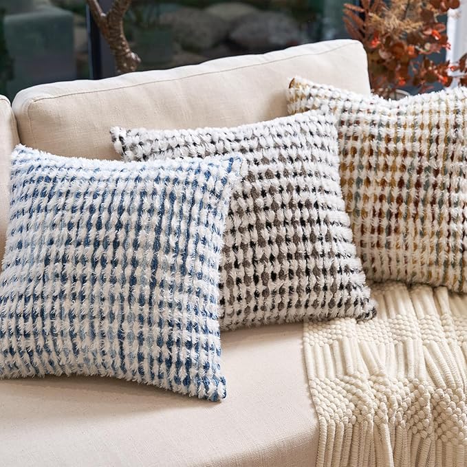 Aeckself Boho Chenille Tufted Pillow Cover 18x18 Inch, Decorative Square Throw - Image 2