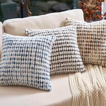 Aeckself Boho Chenille Tufted Pillow Cover 18x18 Inch, Decorative Square Throw - Image 2