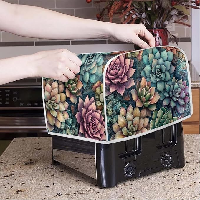 ZFRXIGN Succulent Plants Toaster Covers 4 Slice Wide Slot Dust Cover Case - Image 2