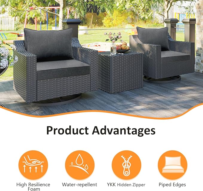 Outdoor Patio Chair Cushions Set, Water-Repellent, Fade Resistant, Deep Seat - Image 2
