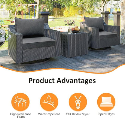 Outdoor Patio Chair Cushions Set, Water-Repellent, Fade Resistant, Deep Seat - Image 2