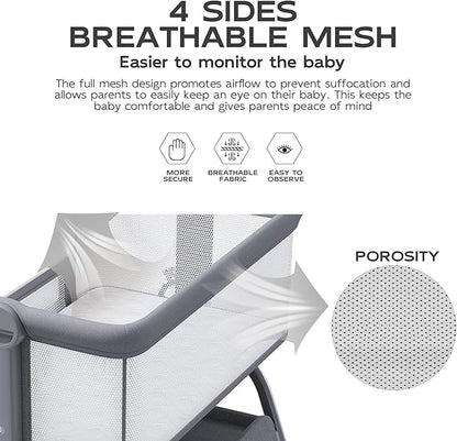 BabyBond Baby Bassinet, 3 in 1 Bassinet Bedside Sleeper - Image 4