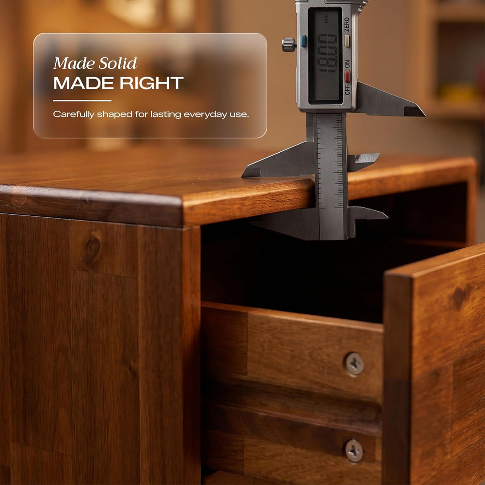 Acacia Silvia Nightstand with 2 Drawers, Solid Wood Bedside Table, Table with...
