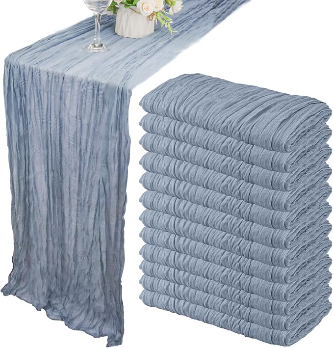 12 Pack 13Ft Cheesecloth Boho Gauze Table Runner by Fivenl