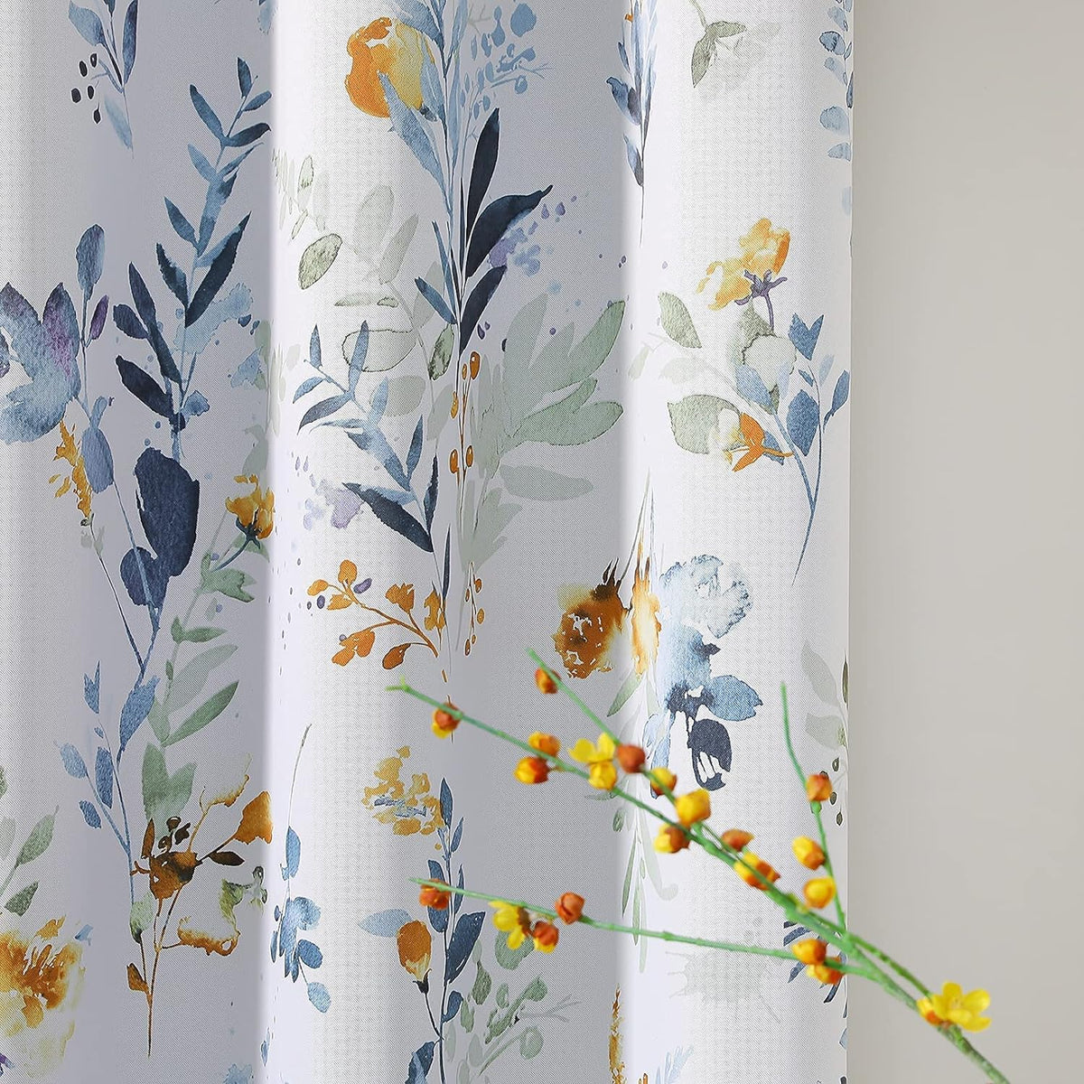 mysky home floral blackout curtains 63 inch length, main product view