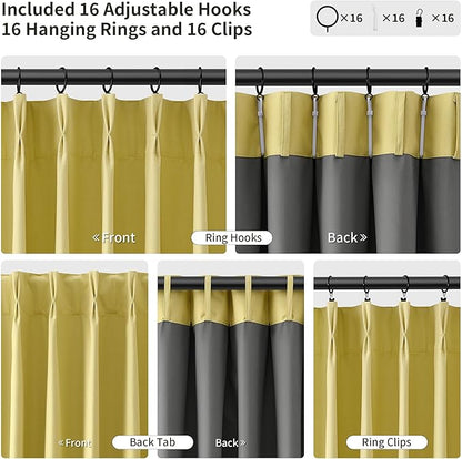 Pinch Pleated Linen 100% Blackout Curtains 108 Inch Long Floor to Ceiling - Image 3
