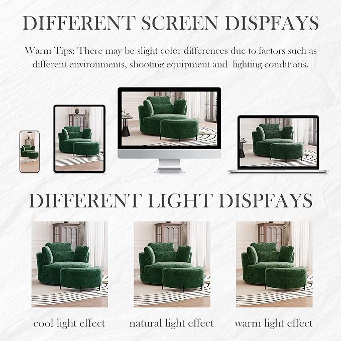 Aoiy & Wifon 50.2'' W Oversized Swivel Barrel Chair - Image 8