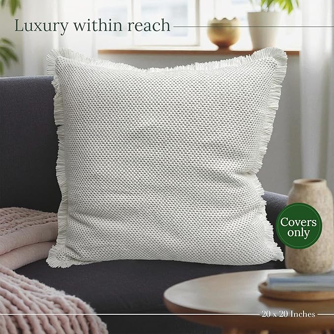 SanVia Comfort Premium Cotton Throw Pillow Covers, 20 x 20 Inches, Luxury - Image 5