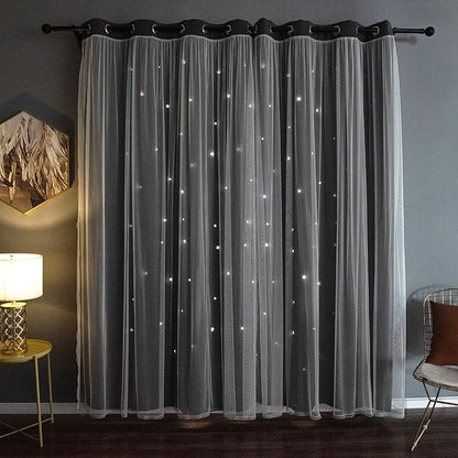 Kinryb Grey Star Curtains for Bedroom Star Hollow Out Blackout Curtains for by Kinryb