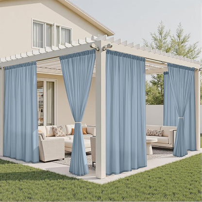 HOMEIDEAS Non-See-Through Stone Blue Privacy Semi Sheer Curtains 96 Inches Long - Image 7