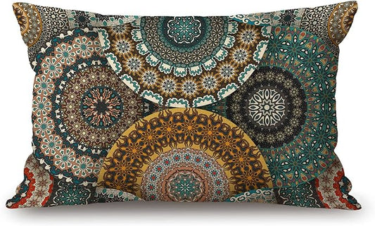 Solekla Colorful Vintage Floral Mandala Pillow Cover Farmhouse Decorations by Solekla