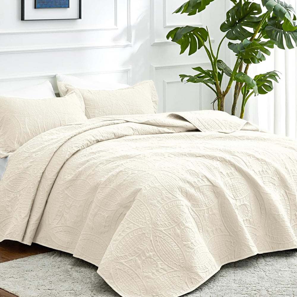 Love's cabin King Size Quilt Bedding Set Beige Bedspreads - Bed Summer Li...
