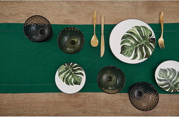 Solino Home Linen Rainforest Green Table Runner 120 Inches Long - Image 3