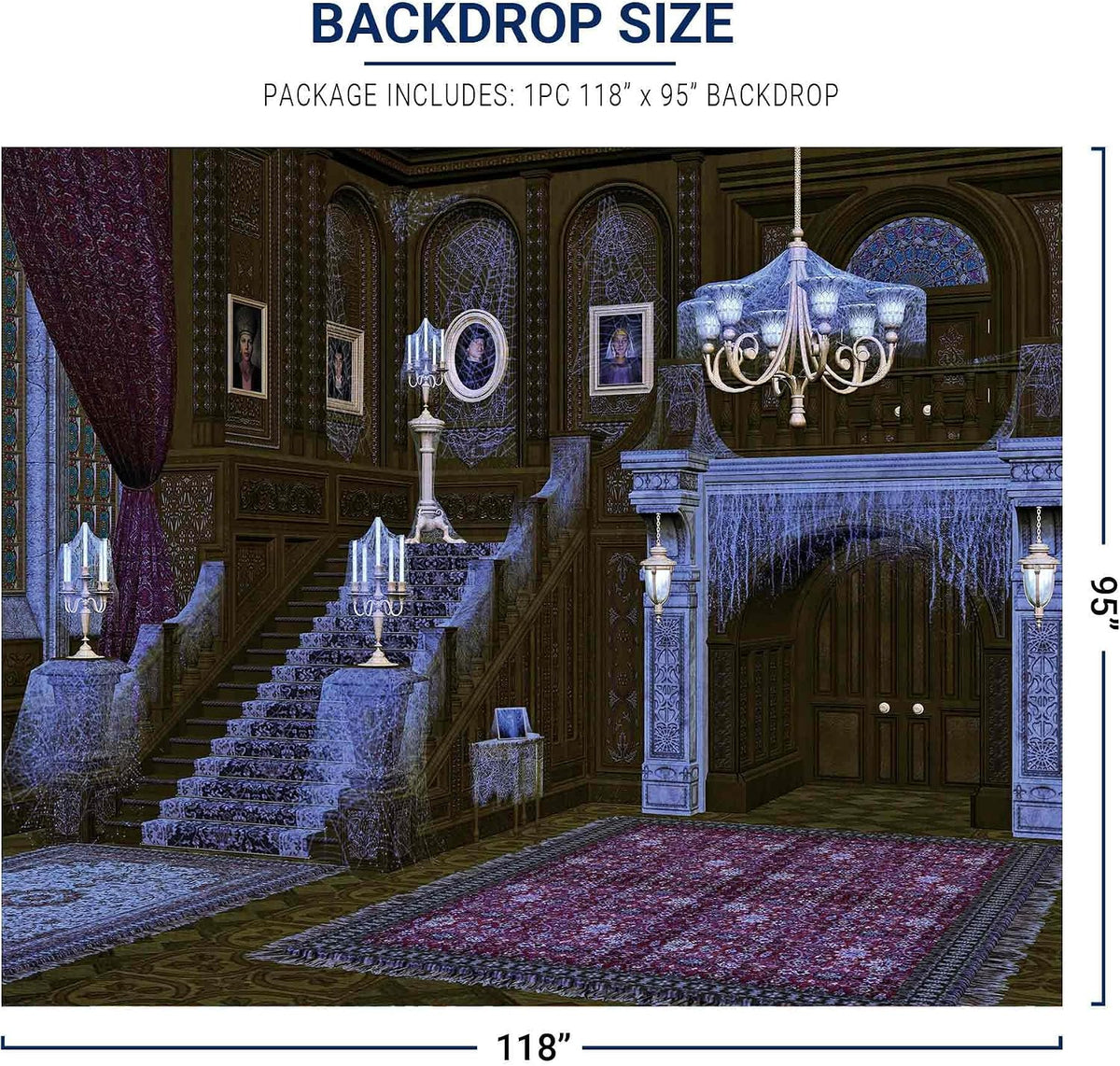 Allenjoy 10x8ft Halloween Haunted House Backdrop Middle Ages Retro Spooky Deserted Spider Web Stairs Background Decor Photography Photoshoot Studio Booth Props