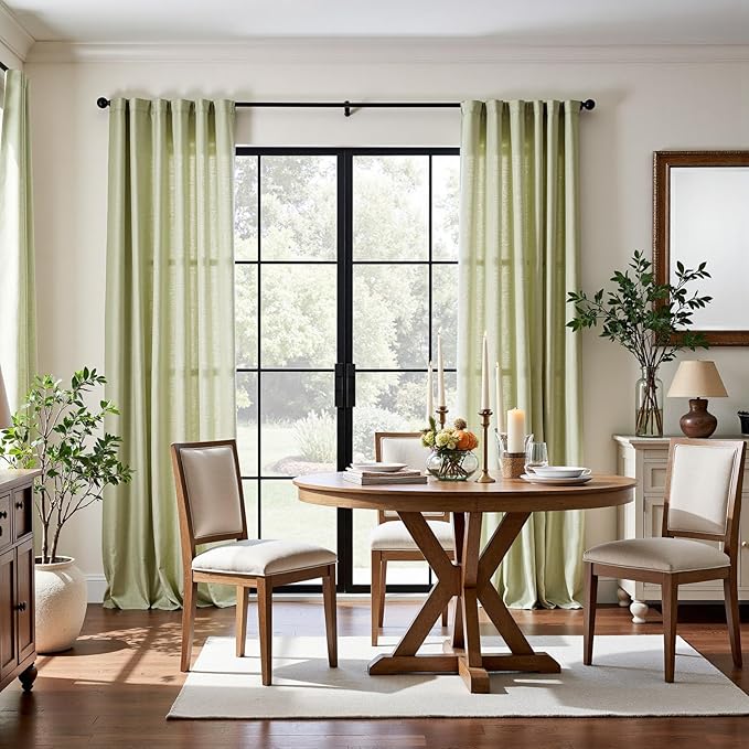 jinchan Linen Blend Curtains 84 inch Length 2 Panels - Image 2