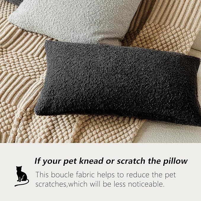 Foindtower Decorative Textured Boucle Throw Pillow Covers Accent Solid Lumbar - Image 5