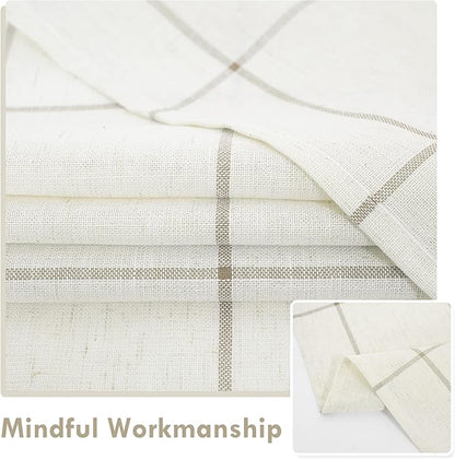 DriftAway Kitchen Curtains Striped Tier Linen Short Curtains Windowpane Plaid - Image 8