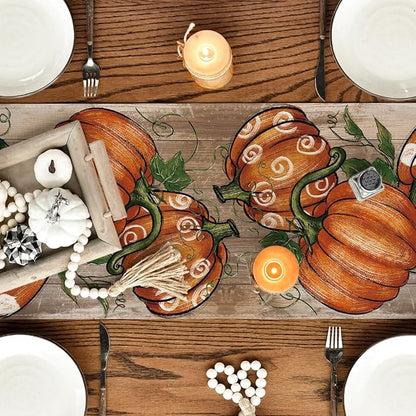 Artoid Mode Polka Dot Pumpkins Vine Fall Table Runner, Seasonal Autumn - Image 5