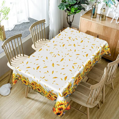 54x70in Sunflower Yellow Floral Tablecloth - Image 5