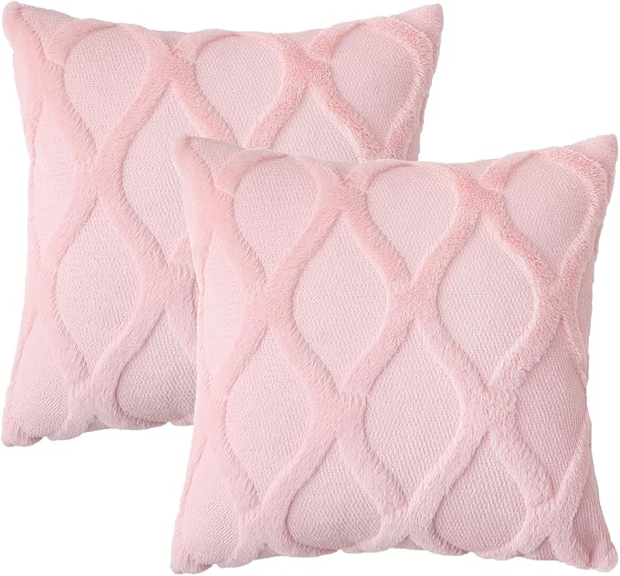decorUhome Throw Pillow Covers 26x26 Inch Set of 2, Soft Plush Faux Fur Wool - Image 7