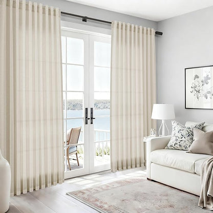 Nanspring Living Room Curtains 72 Inch Length Linen Vanilla Luxury Light - Image 6