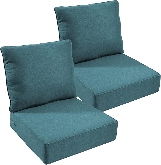 Outdoor Chair Cushions Set of 2, Waterproof 24x24 Patio Chair Cushions by moosprr