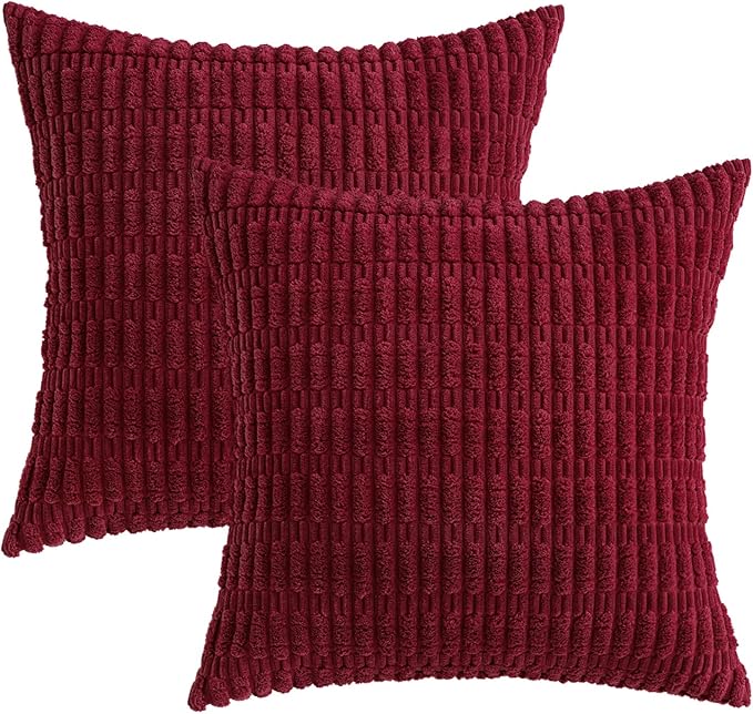 MIULEE Pack of 2 Christmas Burgundy Corduroy Decorative Pillow Covers 12x12 - Image 6