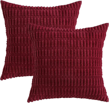 MIULEE Pack of 2 Christmas Burgundy Corduroy Decorative Pillow Covers 12x12 - Image 6