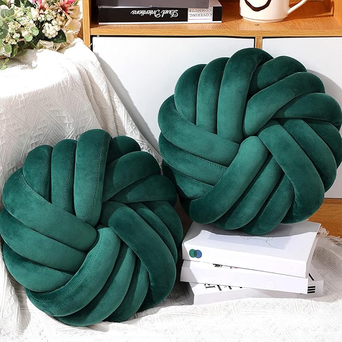 Fumete 2 Pcs 14 Inches Knot Pillow Round Throw Soft Plush Knot Ball Pillow - Image 4