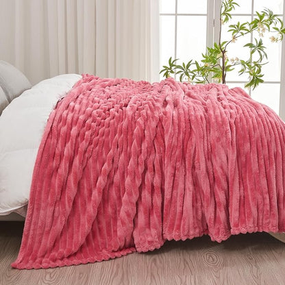 NEWCOSPLAY Super Soft Queen Blanket Coral Pink Premium Silky Flannel Fleece 3D - Image 4